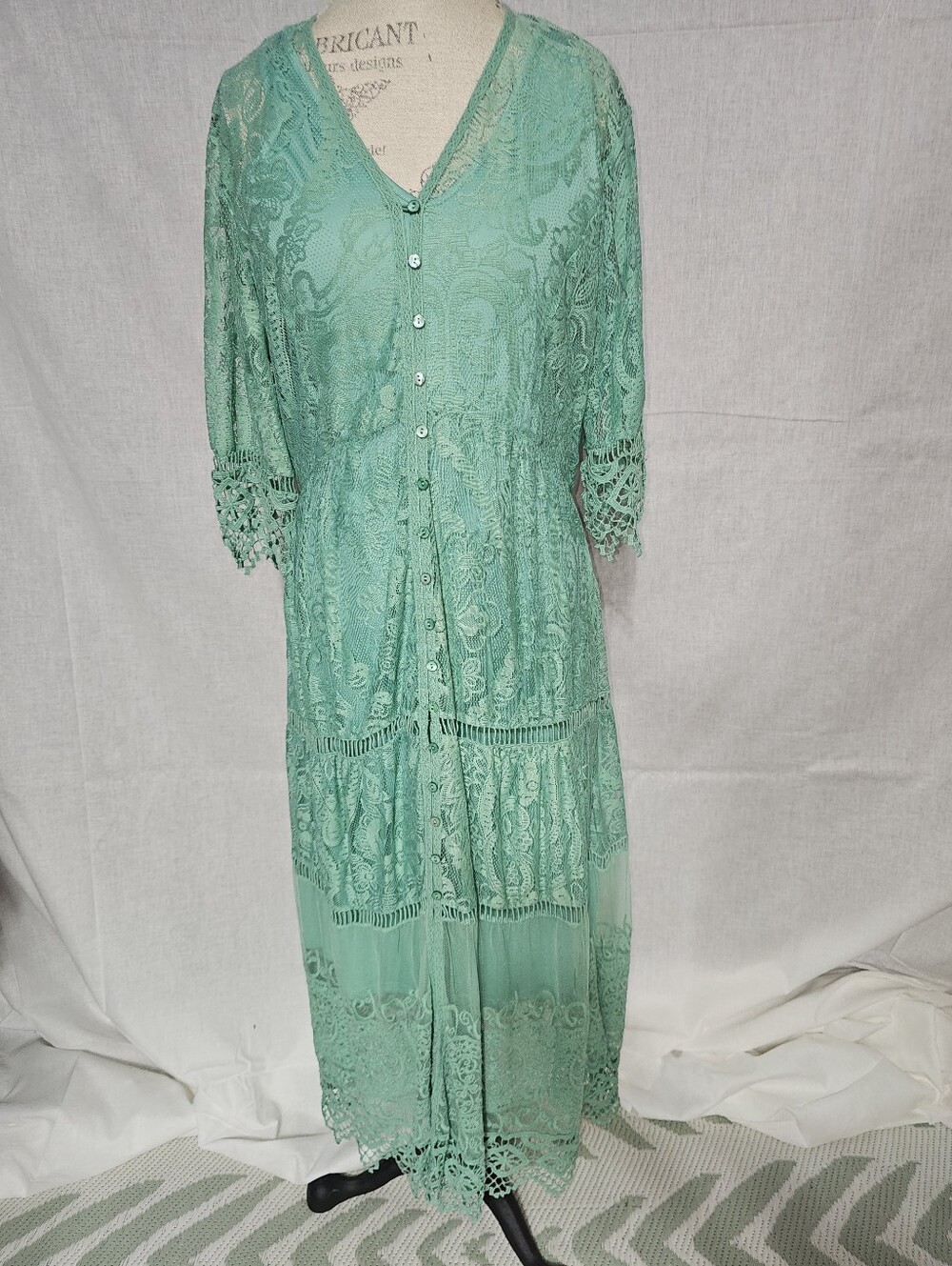 Women’s Lace Button-Front Long Dress